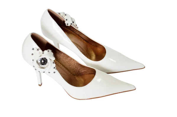 Białe buty kobiece — Zdjęcie stockowe