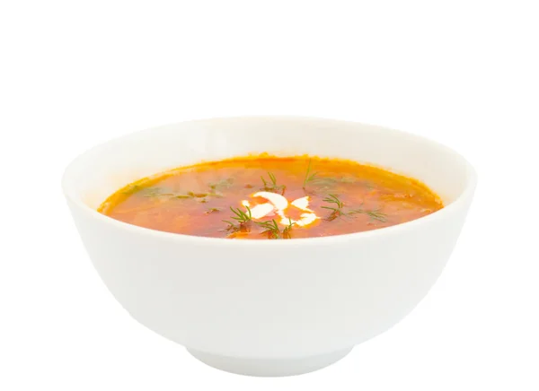 Plate with a borsch — Stock Photo, Image