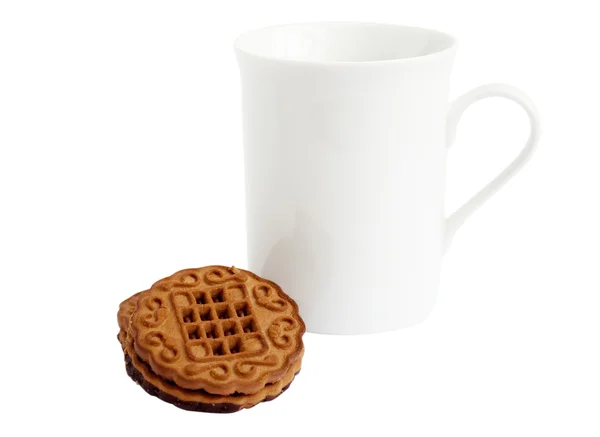 Copo branco com biscoitos — Fotografia de Stock