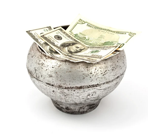 Pot of dollars — Stock Photo, Image