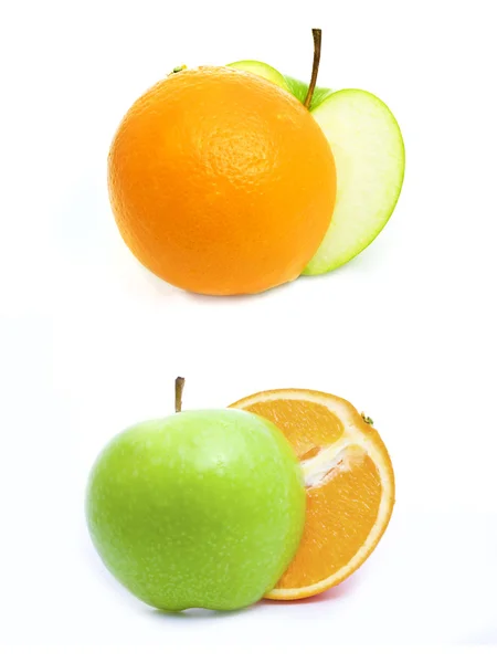 Green apple and orange — Stock Photo, Image