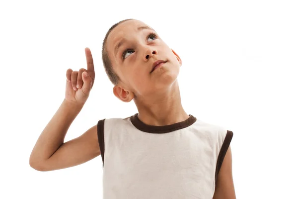 Boy pointing up — Stock Photo, Image