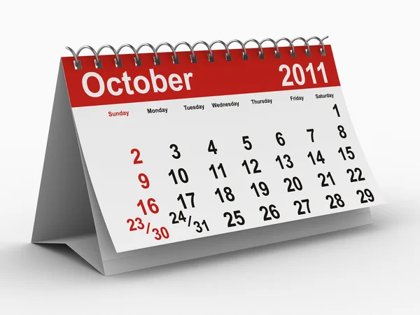 Jahreskalender 2011. Oktober — Stockfoto
