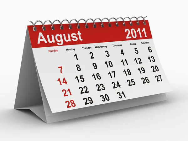 2011 year calendar. August — Stock Photo, Image