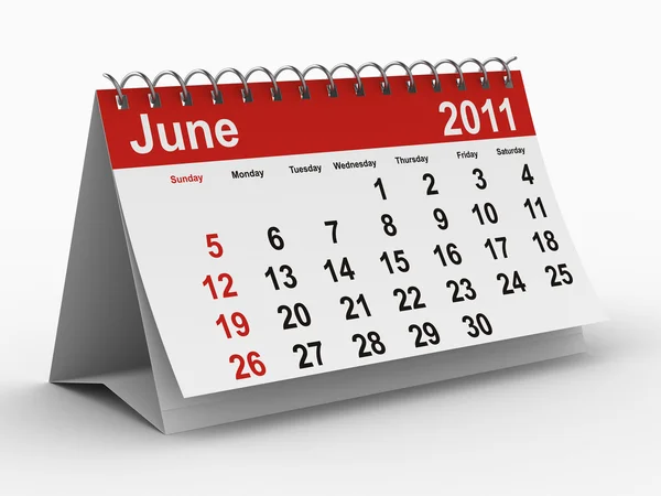 2011 рік календар. червня — стокове фото