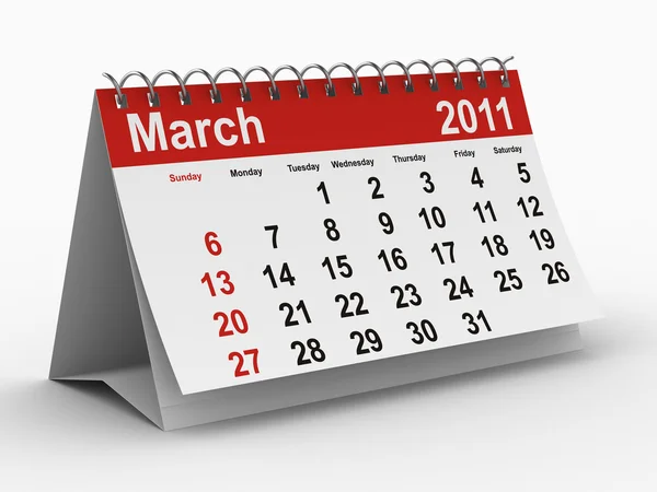 2011 jaar kalender. maart — Stockfoto
