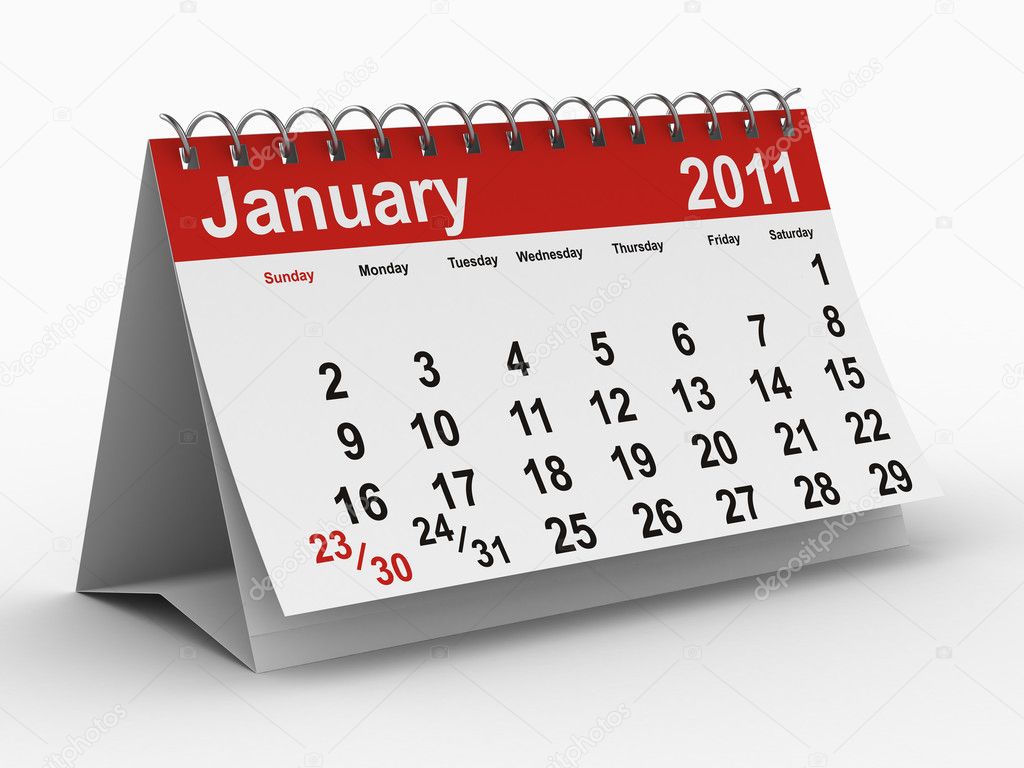 2011 year calendar. January