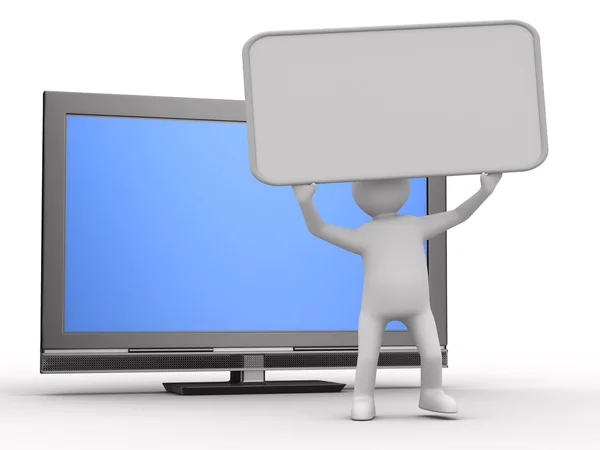 TV and man on white background — Stock Photo, Image