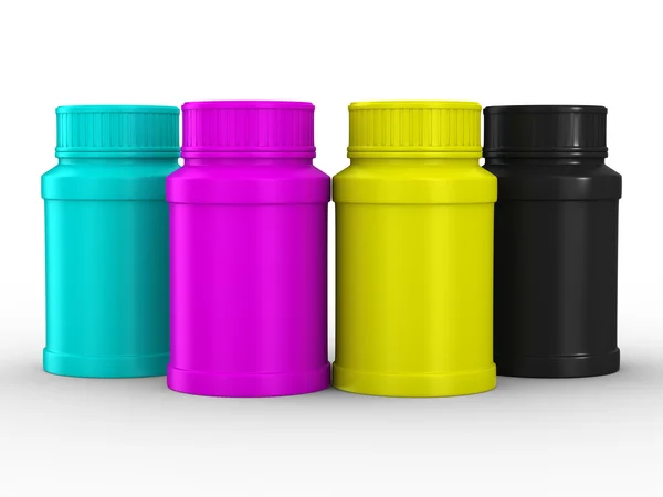 Fles voor tabletten. CMYK-kleuren — Stockfoto