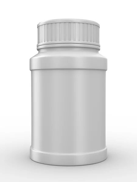 Бутылка для таблеток на белом фоне — стоковое фото