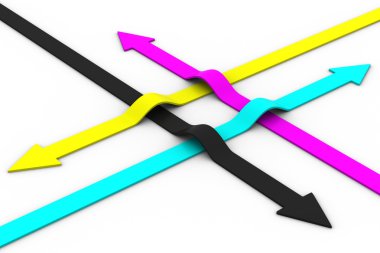 Colour arrows on white background. CMYK clipart