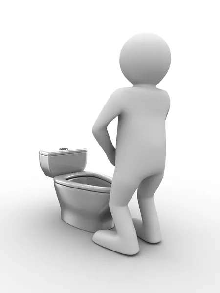 Muž a toaletní mísy. izolované 3d obraz — Stock fotografie