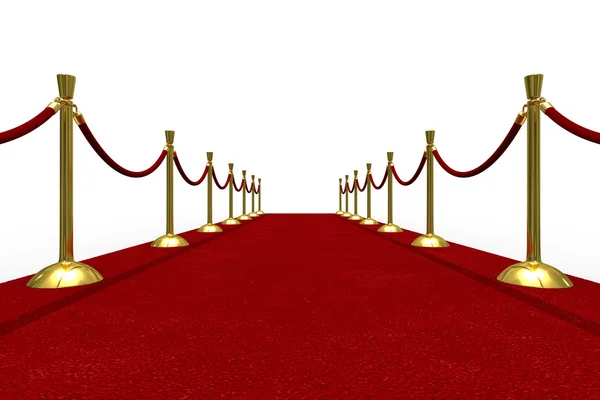 Roter Teppich auf weißem Hintergrund — Stockfoto