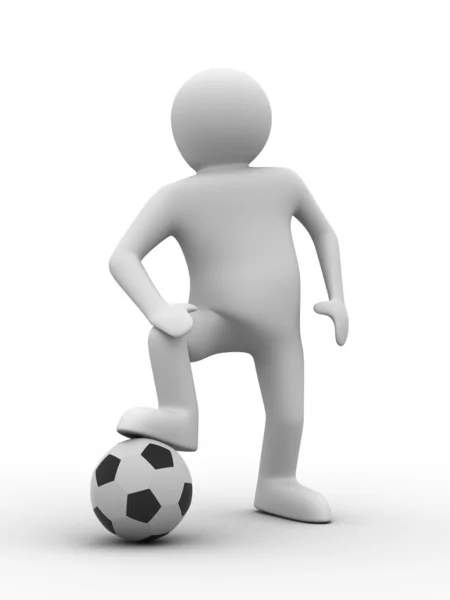 Fotbalový hráč s míčem na bílém pozadí — Stock fotografie