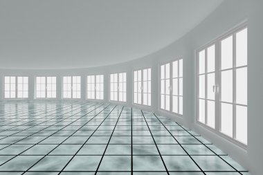 Empty hall with windows. Interior clipart