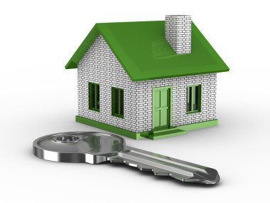 Key and house on white background clipart