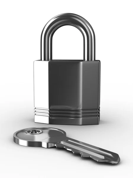 Isolated key and padlock on white — Stock Photo, Image