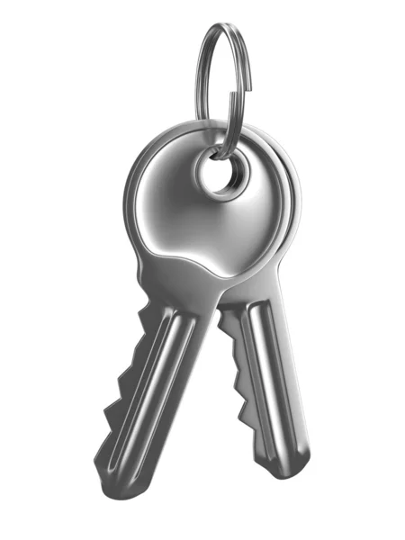 Geïsoleerde twee sleutels op witte achtergrond — Stockfoto