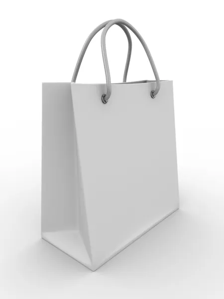 Shoping táska fehér. elszigetelt 3D-s kép — Stock Fotó