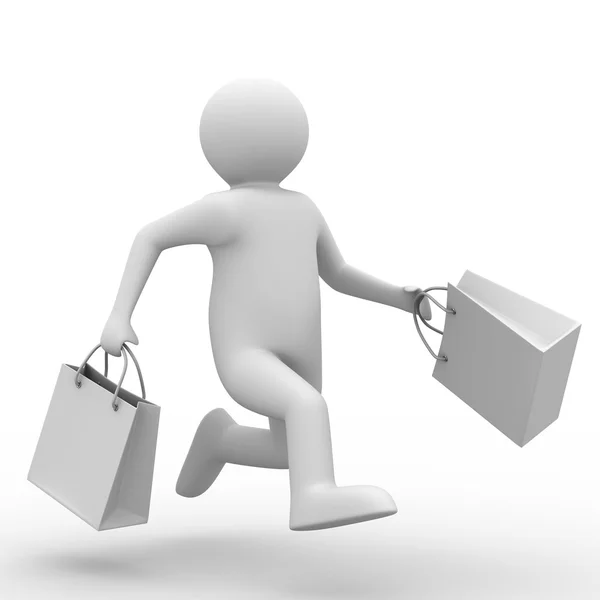 Shoping táska a fehér emberrel — Stock Fotó