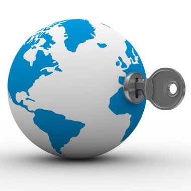 World and key on white background clipart