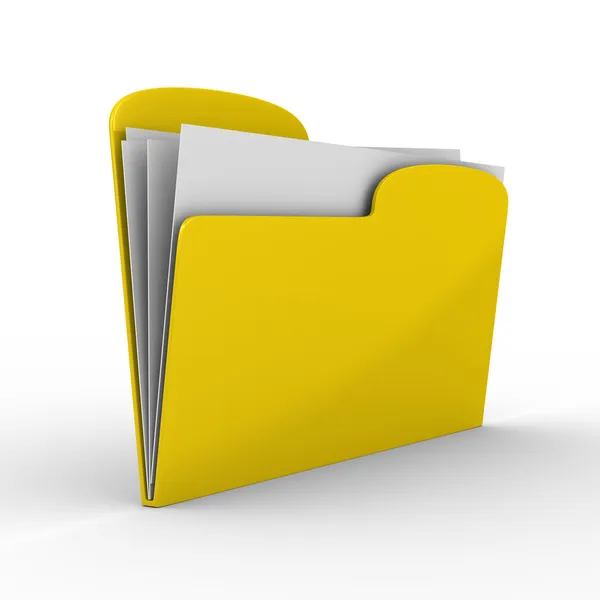 Dossier ordinateur jaune sur blanc — Photo