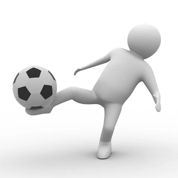 Fußballer mit Ball auf Weiß — Stockfoto