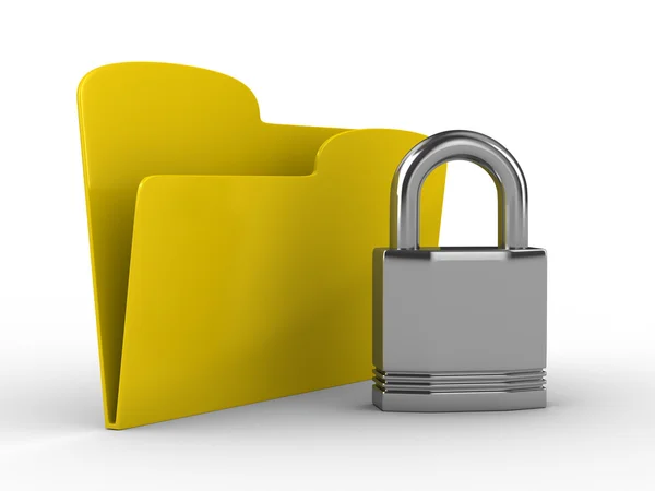 Yellow computer folder with lock — Stock Photo, Image