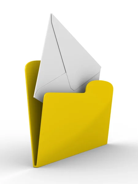Κίτρινο υπολογιστή φάκελο με mail — Φωτογραφία Αρχείου