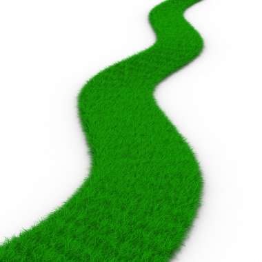 Road from grass on white. Isolated 3D image clipart