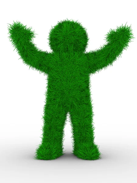 Mann aus Gras auf Weiß. isoliertes 3D-Bild — Stockfoto