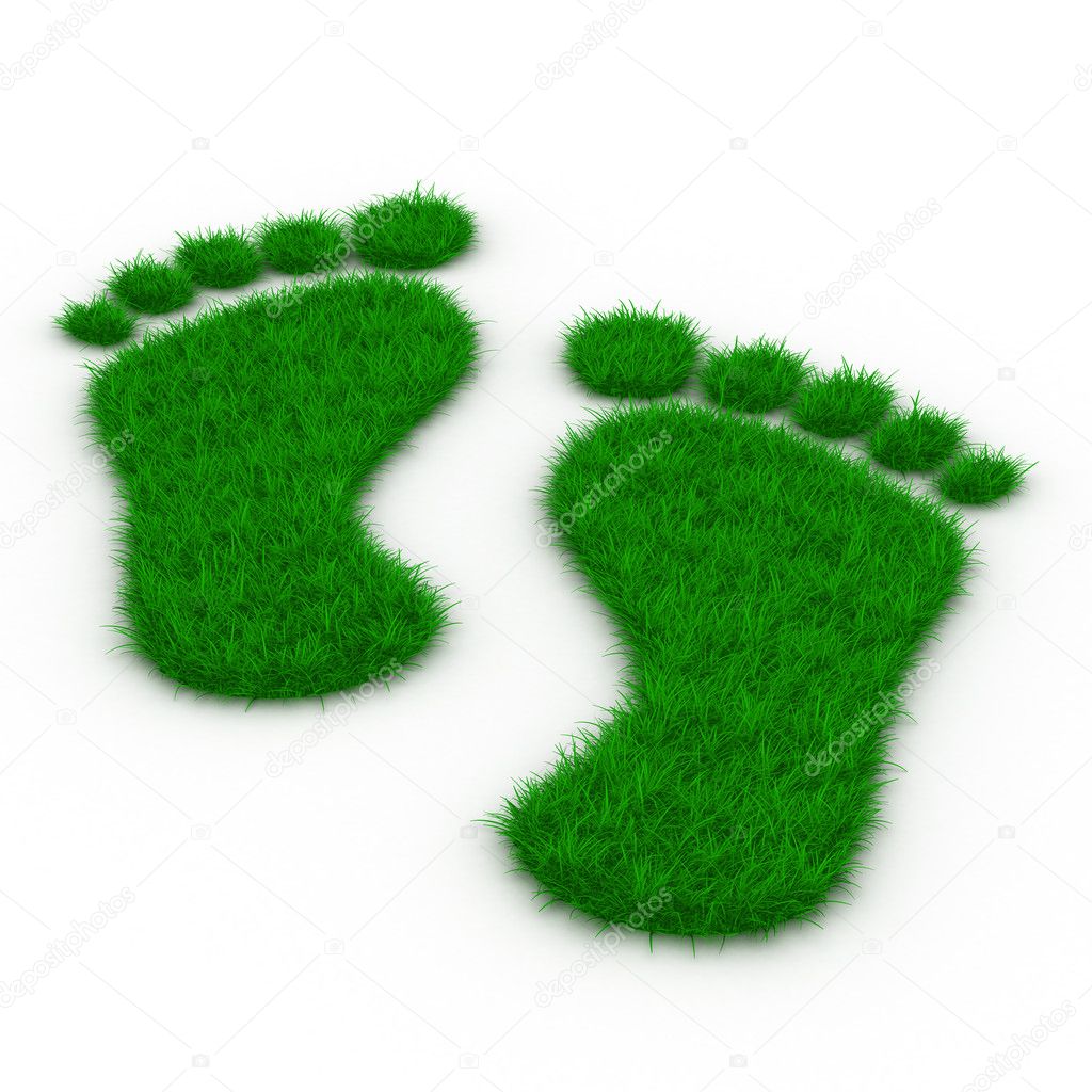 Trace foot from grass. Isolated 3D image