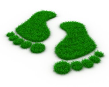 Trace foot from grass. Isolated 3D image clipart