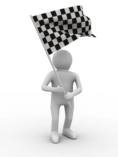 Man with flag on white background. Isolated 3D image — Stock Photo, Image