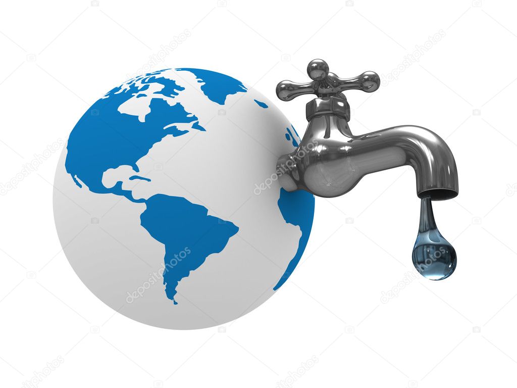Water stocks on earth. Isolated 3D image
