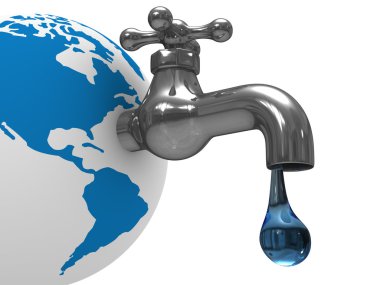 Water stocks on earth. Isolated 3D image clipart
