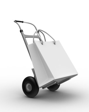 Hand truck on white background. Isolated 3D image clipart
