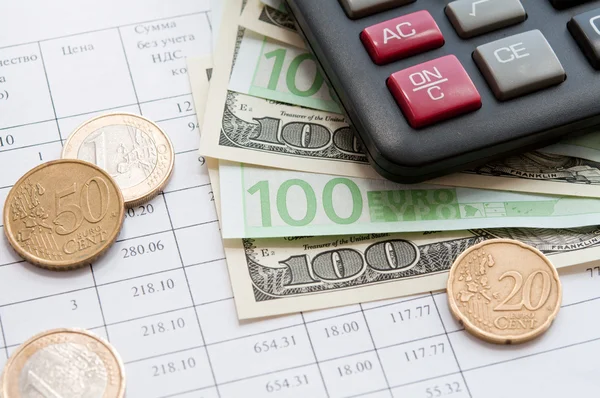 stock image Money, calculator and documents