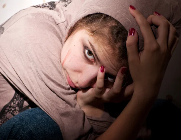Tonårsproblem. Ensamhet, våld, depression — Stockfoto