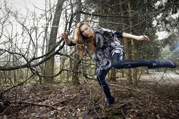 Fashion in forest — Stock Photo, Image