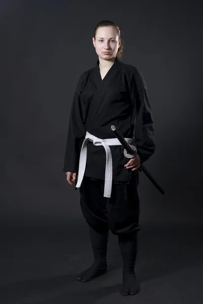 stock image Female samurai holding katana