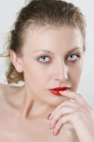 붉은 입술으로 섹시 한 여자 사진 — 스톡 사진