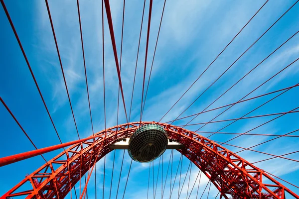 Red suspended bridge construction — Stock Photo, Image