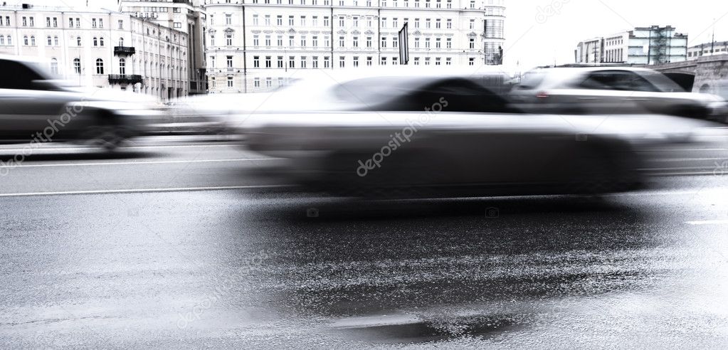 Blurred cars on the road