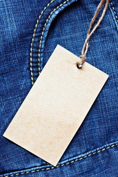 空白のラベルとのジーンズのポケット — ストック写真