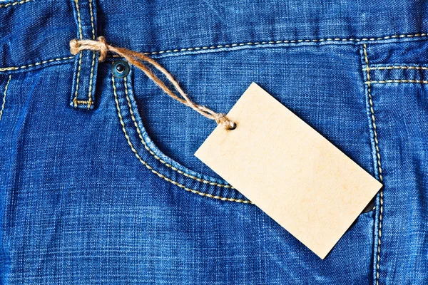 Kieszeni jeansów z pustą etykietę — Zdjęcie stockowe