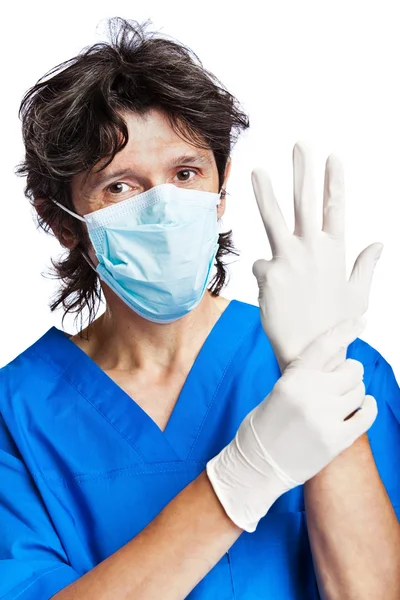 Portrét lékaře v rukavicích — Stock fotografie