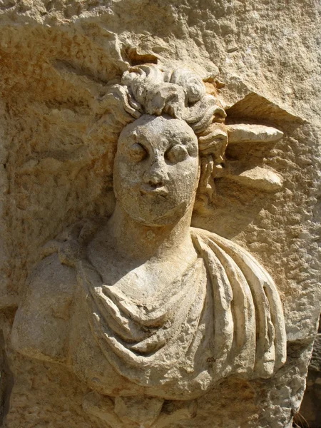 Ancient bas-relief in the amphitheater at Myra, Turkey — Stock Photo, Image