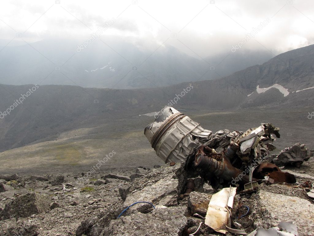 The remains of the aircraft after the crash