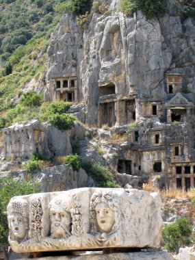 Lycian tombs in Myra, Turkey clipart